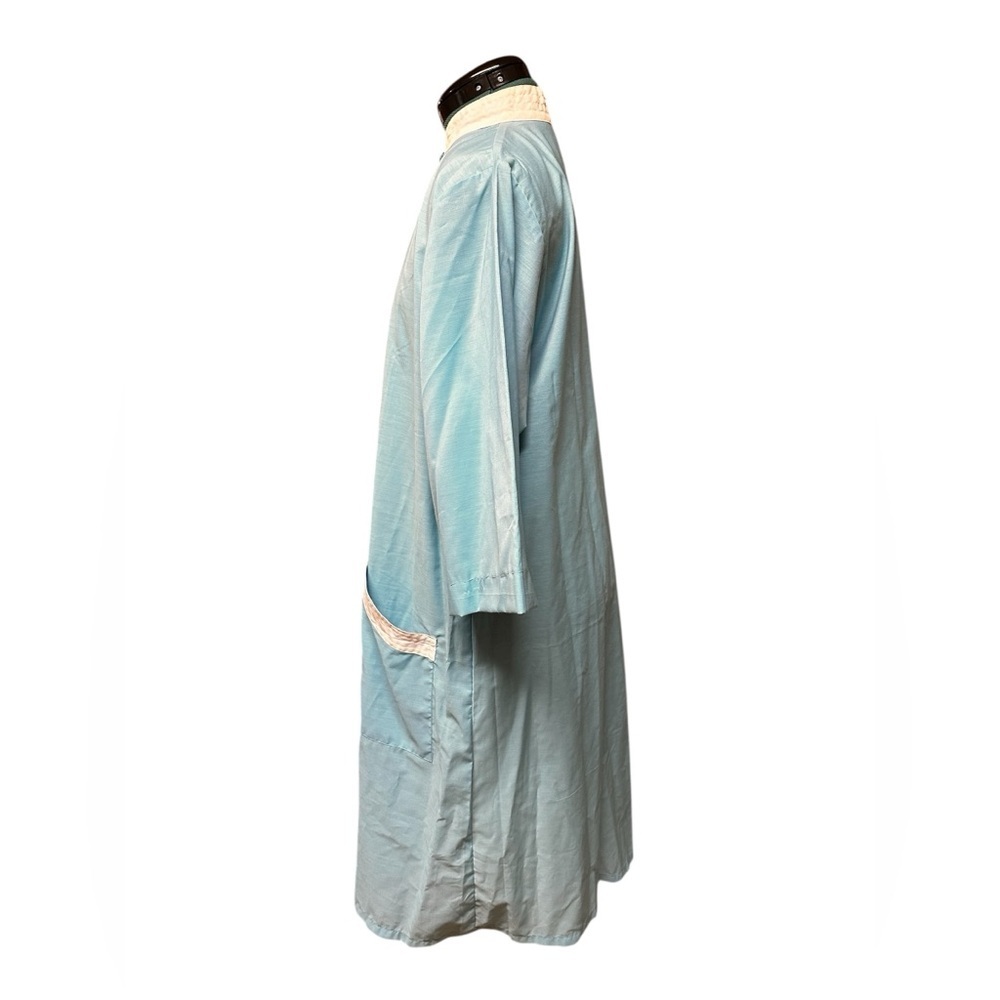 1960s Vintage Jodie Arden Kimono House Dress Embroidered Blue X-Large - Picture 2 of 10